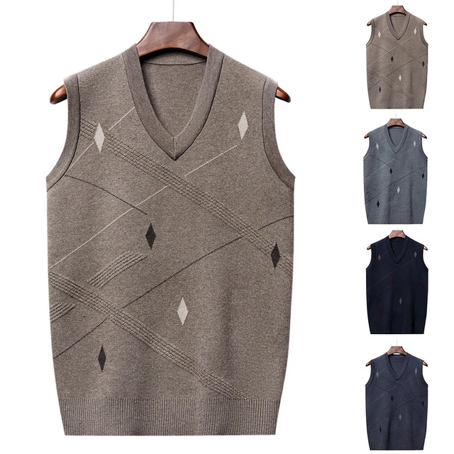 Gilet moderno da uomo senza maniche a righe lavorato a maglia canotta (63 caratt