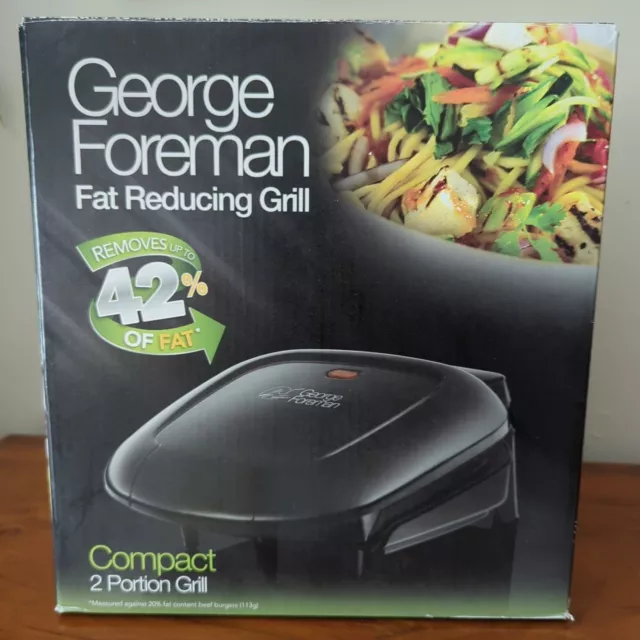 George Foreman Fat Reducing Compact 2-Portion Grill & Drip Tray Boxed Unused