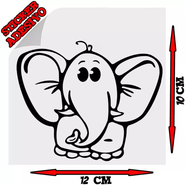 Sticker Adesivo Decal Elefante Elefantino Orecchie Trifoglio Auto Moto Tuning