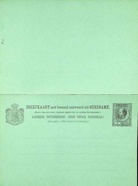 Suriname Unsued 5c King William III Postal Briefpapier Karte Mit Antwort