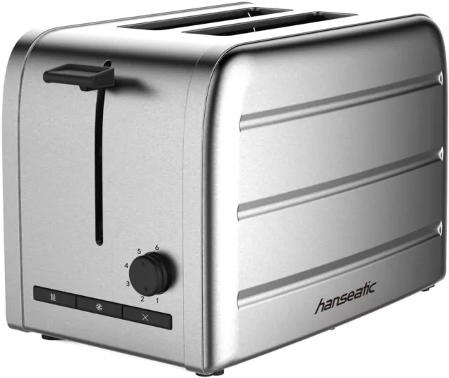 Hanseatic T386 36814853 Toaster Brötchenaufsatz 6-Stufen DeFrost Edelstahl 1050W