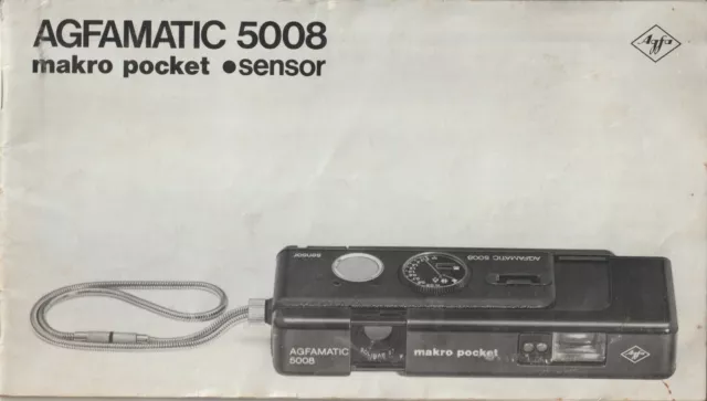 Vintage Agfamatic 5008 Makro Pocket Sensor Camera Manual Instructions Agfa