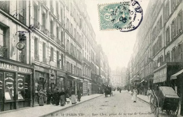 CPA 75 PARIS VII RUE CLER TAKE DE LA RUE DE GRENELLE (animated cpa)