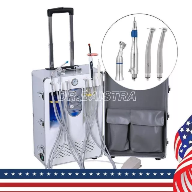 Dental Portable Delivery Unit With Curing Light Ultrasonic Scaler+ Handpiece Kit 2