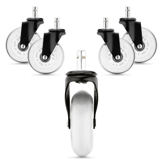 5x roulette pour chaise de bureau - Roue de rechange 10 / 22 mm pour sol dur