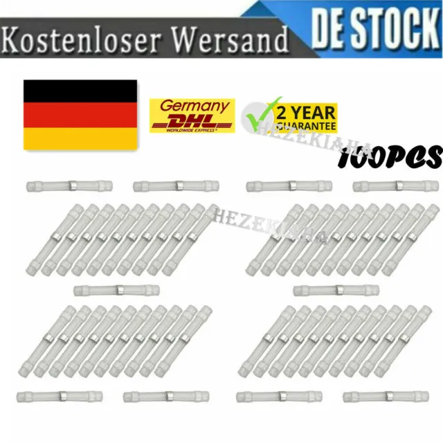 100x Lötverbinder 0,25 - 0,35² weiß Kleber Schrumpfverbinder Quetschverbinder