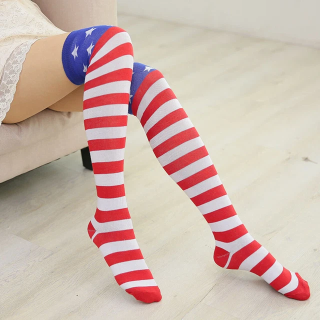 Striped Stars Socks Over The Knee Stockings Striped Stars Socks
