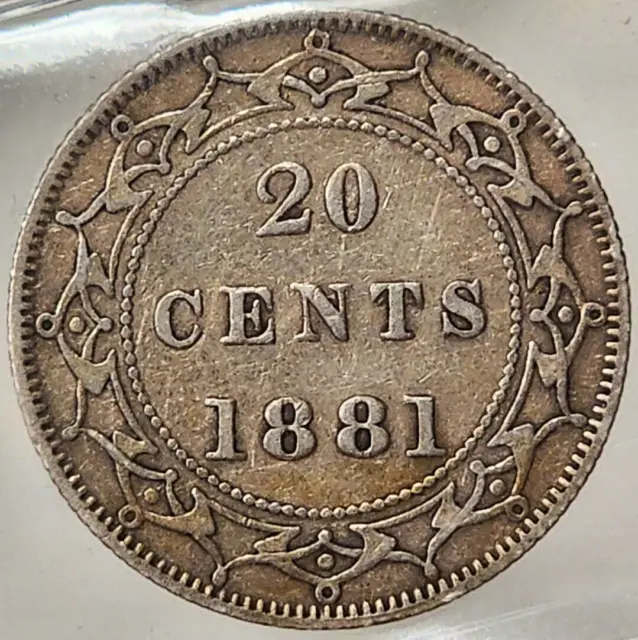 Newfoundland Canada Victoria 20 Cents 1881 - Iccs Vf30