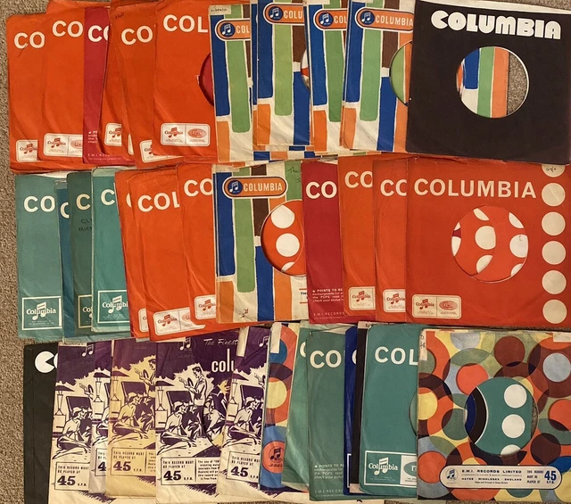 Jot Lot x 72 - 7" Columbia Records Original Company Sleeves - 8 Variants G to VG