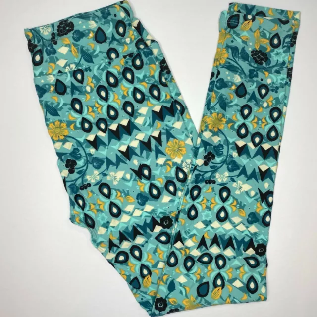 NWT LuLaRoe Leggings OS One Size 2-10 Teal Black Artistic