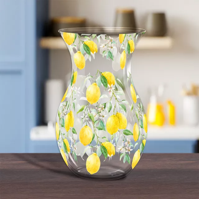 Lemon Grove Decorative Yellow Glass Vase Handpainted Bud Style Table Centrepiece