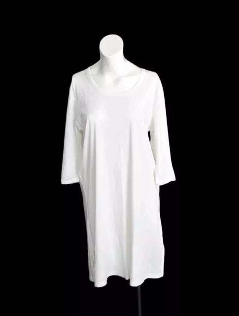 Hanro of Switzerland Nightgown Size S 3/4 Sleeve White Cotton Comfort Quality