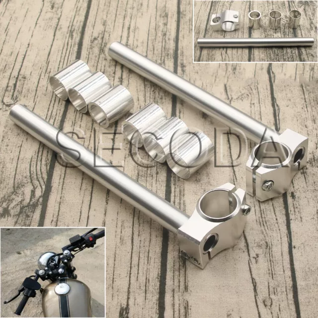 26/30/31/33mm Silver Adjustable CNC Clip On Handlebars Fork Tube Bar Motorcycle