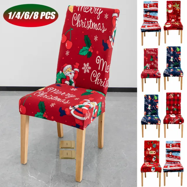Stretch Dining Chair Covers Christmas Party Xmas Banquet Seat Cover Removable AU