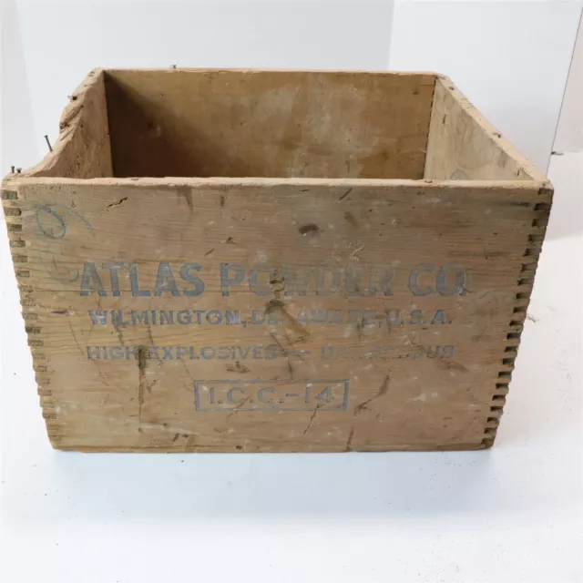 Vintage 1950 Atlas Powder Co. Giant Gelodyn Wood High Explosive Crate Box