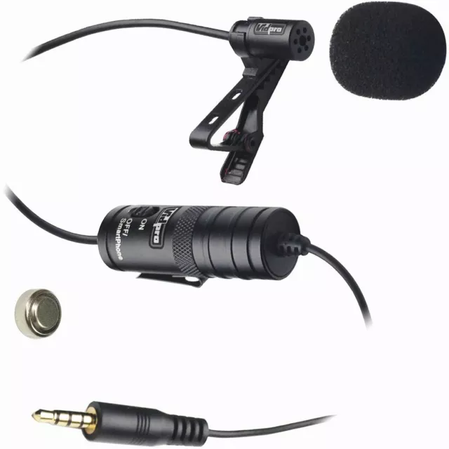 Vidpro Lavalier Lapel Condenser Microphone for DSLRs Camcorders & Video Cameras