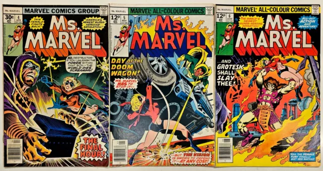 Marvel Comics Bronzezeit Ms Marvel Key 3 Ausgaben Lot 4 5 6 höhere Qualität Sehr guter Zustand