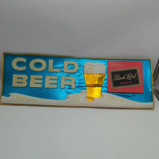 VTG Black Label Beer "Cold Beer" Carling Brewing Company Beer Sign Blue