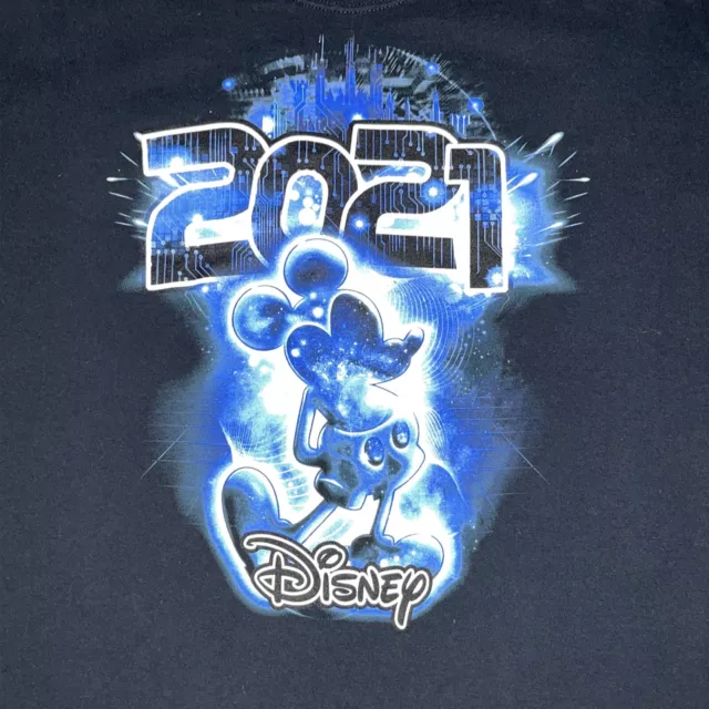 Disney Mickey Mouse T-Shirt 2021 Circuit Design Logo Black Size XL