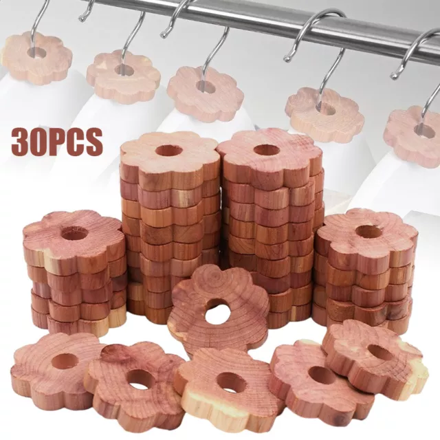 30Pcs Anti Moth Cedar Rings Natural Wood  Rings for Wardrobe Moth Protection AU