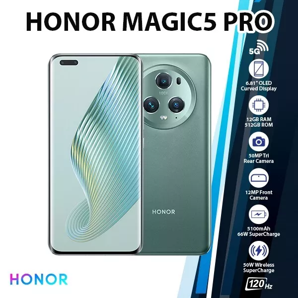 Honor Magic 5 Pro 5G 6.81LTPO OLED Snapdragon8Gen2 50MP 5100mAh By FedEx