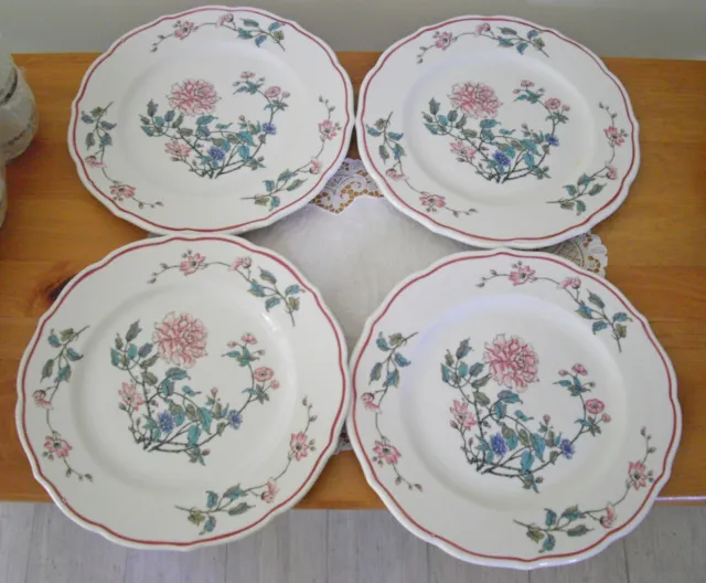 Vintage Syracuse China Restaurant SUMMERDALE Pink Flowers 10 1/2" Plates ~Setof4