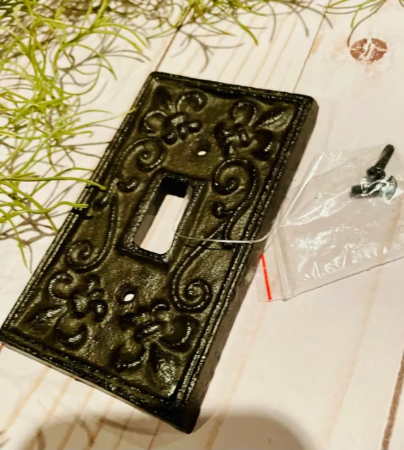 Toggle Light Switch Wall Plate Cover Cast Iron Metal Farmhouse-Vintage Ornate