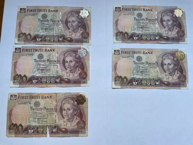 5 x First Trust Bank Belfast £20 twenty pound notes British Northern Ireland #29