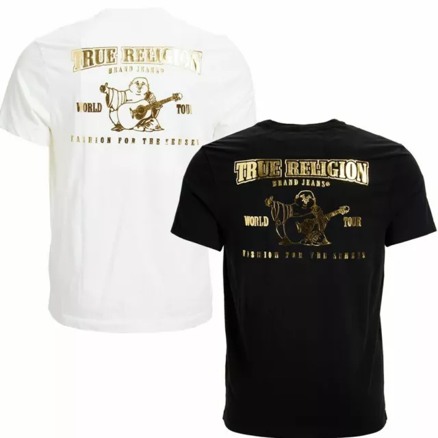True Religion Men's Gold Metallic Classic Buddha Logo Tee T-Shirt