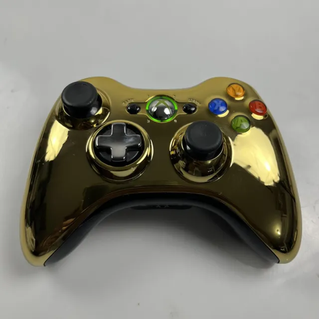 Microsoft Xbox 360 Limited Edition Chrome Gold Wireless Controller OEM Tested