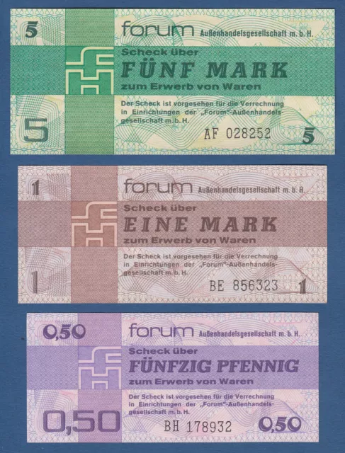 DDR 0,50 , 1 , 5 Mark Forum 1979  KASSENFRISCH  Ro.367-9 / Pick FX1,2,3