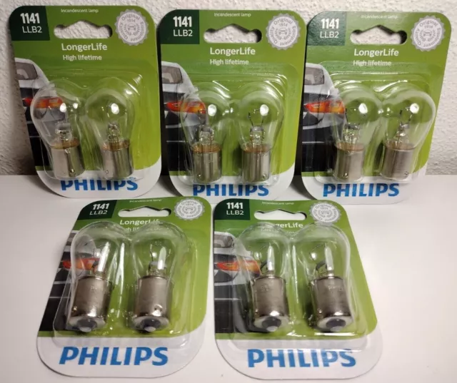 Philips Automotive 1141 LLB2 LongerLife 12.8 Volts Bulb Lot of 5 (2)-Packs
