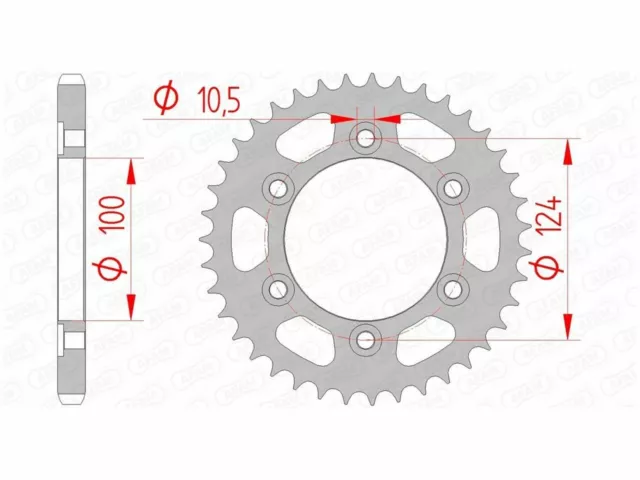 Couronne AFAM 38 dents acier standard pas 525 type 50609 ( Sports motorisés ) -