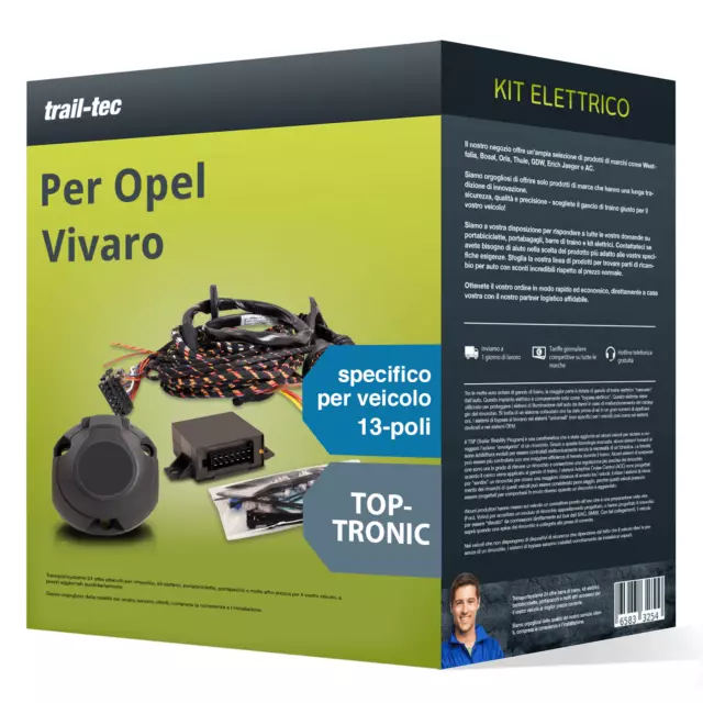 Kit elettrico specifico 13 poli adatto per OPEL Vivaro, 14- trail-tec Nuovo
