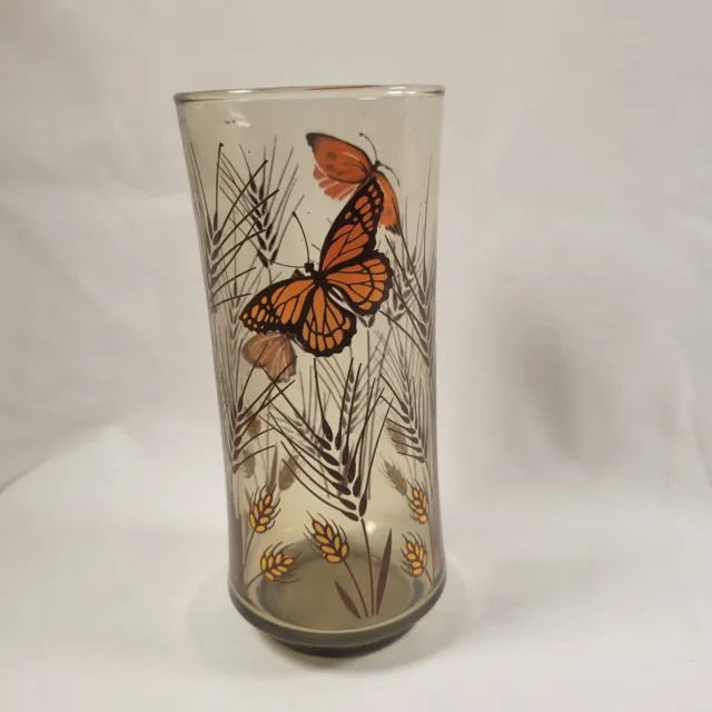 Vintage Libbey Monarch Butterfly Wheat Pattern Drinking Glass