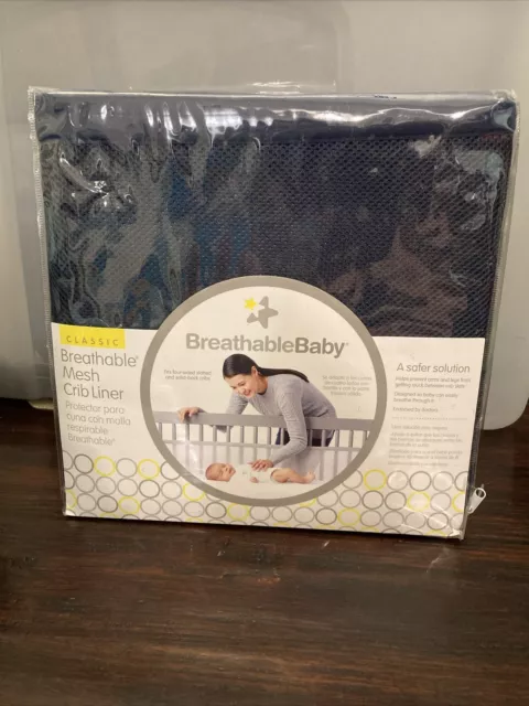 NEW SEALED Breathable Baby Mesh Crib Liner , Classic, Navy Blue