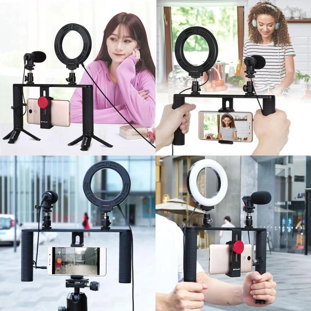 Soporte Teléfono Kit Fotografía 4,6 pulgadas LED Selfie Ring Luz Video Rig