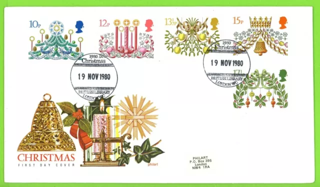 G.B. 1980 Christmas set Philart First Day Cover, British Library, London WC