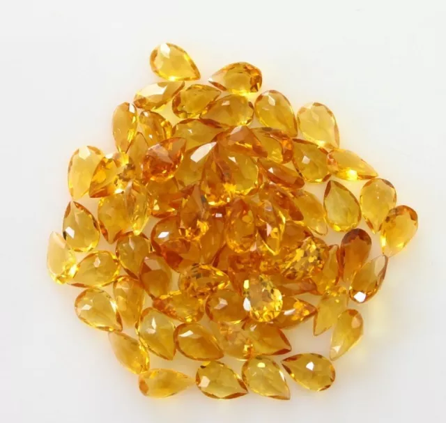 100 Pcs Natural Citrine 7x5mm Pear Shape Faceted Cut Calibrated Loose Gemstone