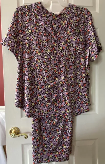 NWT Secret treasures 2 pc Pajama Set sz 3X Floral crop pants button top