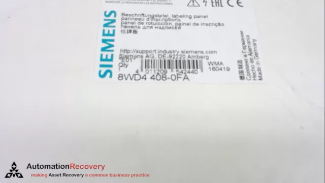 Siemens 8Wd4 408-0Fa, Labeling Panel, 70 Mm, New #243668