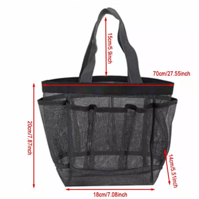 Mesh Shower Caddy Tote Bag Portable Bathroom Organiser Storage Hanging Basket 2