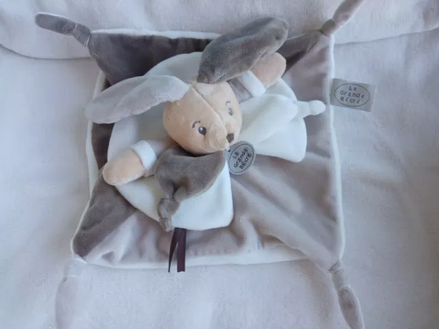 Doudou Et Compagnie La Grande Recre Lapin Plat Creme Marron Gm 24/24Cm Neuf