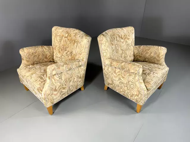 EB5167  2 Vintage Danish Armchairs, Mid Century, Art Deco, Cottage, Floral. VCLO 2