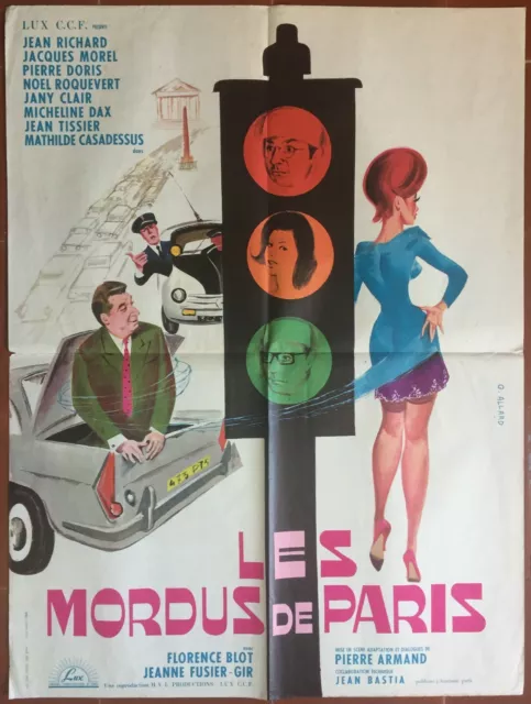 Affiche LES MORDUS DE PARIS JEAN RICHARD Jean Bastia CAR Voiture 60x80cm *
