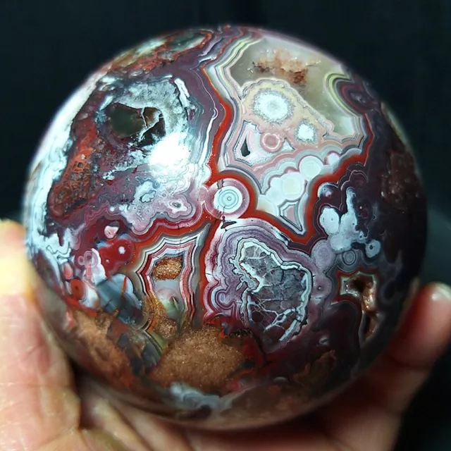 TOP 620G Natural Polished Mexico Banded Agate Crystal Sphere Ball Healing  A2558