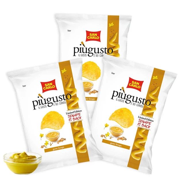 3X San Carlo Più Gusto Patatine Gusto Senape Busta da 150g -  LIMITED EDITION
