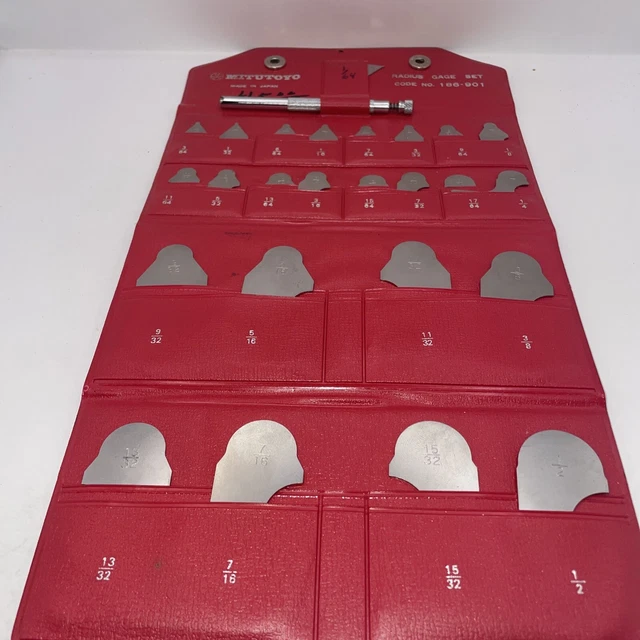 MITUTOYO RADIUS GAGE Set # 186-901 Stainless Hardened 1/64 thru 1/2