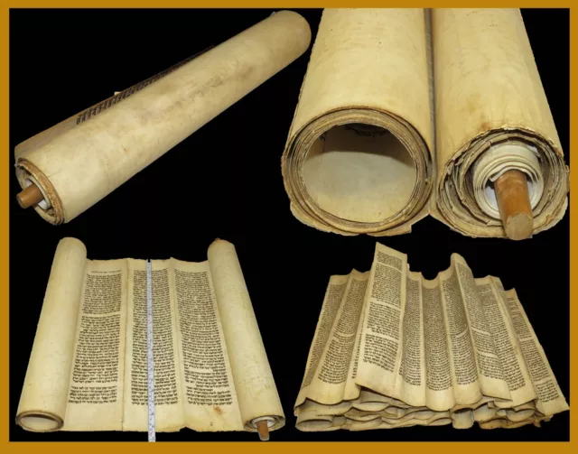 TORAH SCROLL BIBLE VELLUM MANUSCRIPT 200 YRS OLD YEMEN COMPLETE Genesis "בראשית"