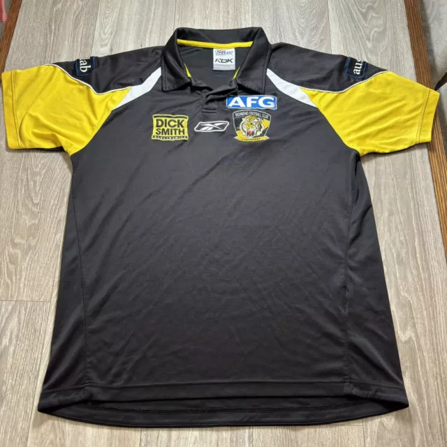 Richmond Tigers AFL vfl Mens XL  On-Field Team Gear Polo Shirt Black Reebok  vgc